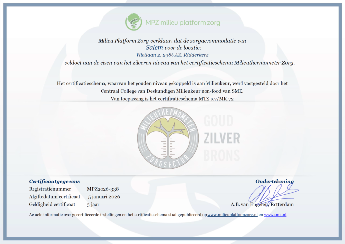 Zilveren Keurmerk certificaat
